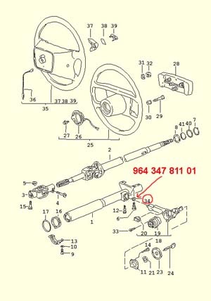 Figure 4.6 — Vue éclatée de l’antivol avec la référence de la douille 964 347 811 01.